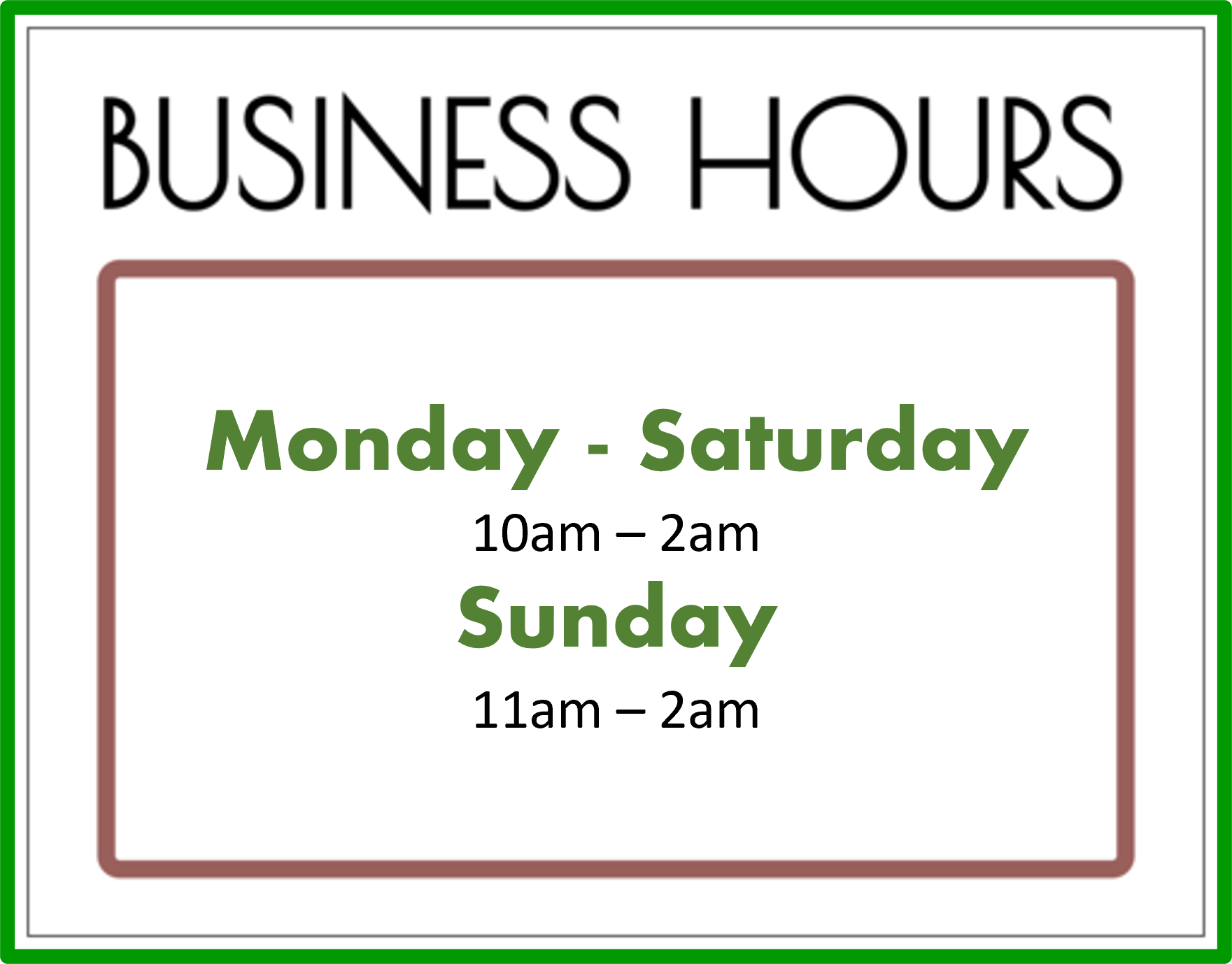 business hours mill lane tavern