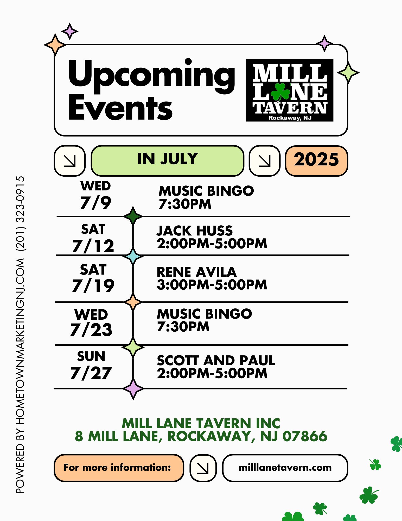 Mill Lane Tavern Events July 2025 1